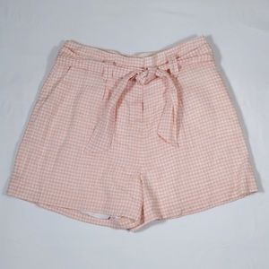 4127 Sezane peach and white check linen Lucas shorts 38 6